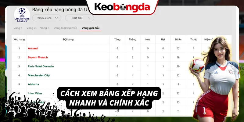 Hướng dẫn xem bảng xếp hạng nhanh và đúng chuẩn