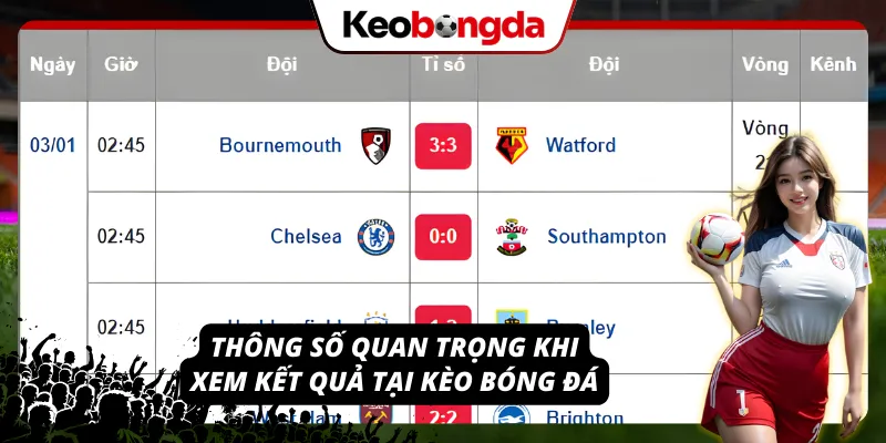 Những chỉ số cần chú ý khi theo dõi kết quả trận bóng